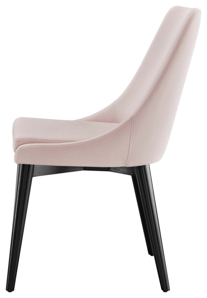 Side Dining Chair, Pink, Velvet, Modern, Kitchen Bistro Restaurant Hospitality