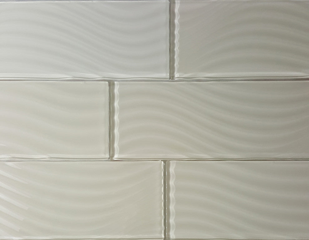 Pacific 4 in x 12 in Textured Glass Subway Tile in Rocky