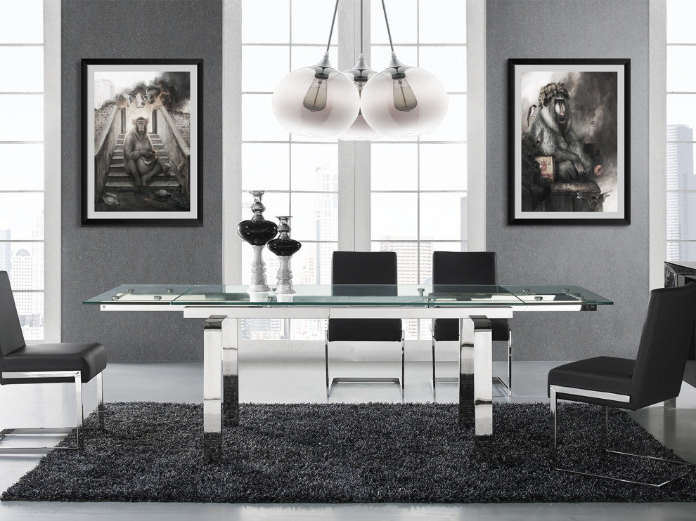 Casabianca Home Cloud Stainless Steel Extendable Dining Table