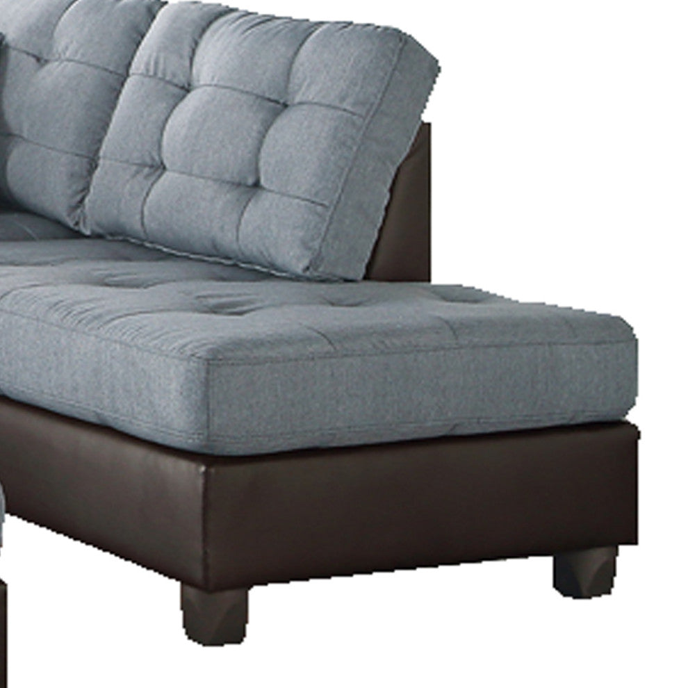 Benzara BM168702 Polyfiber 3 Pieces Sectional Set, Blue and Brown
