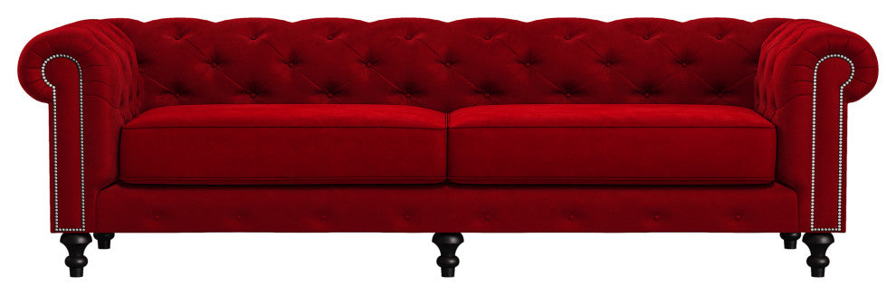 Nativa Interiors London 103" Sofa, Red, Deep Plush Depth