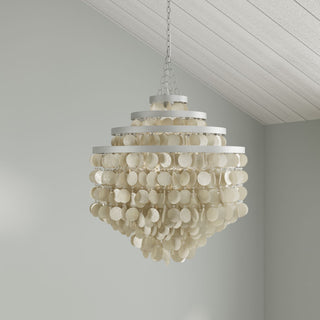 Round Chandelier With Capiz Shells, Champagne
