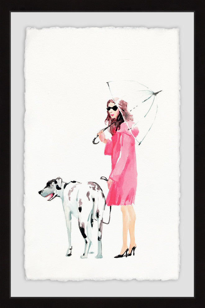 "Dog Walking" Framed Painting Print, 16"x24"