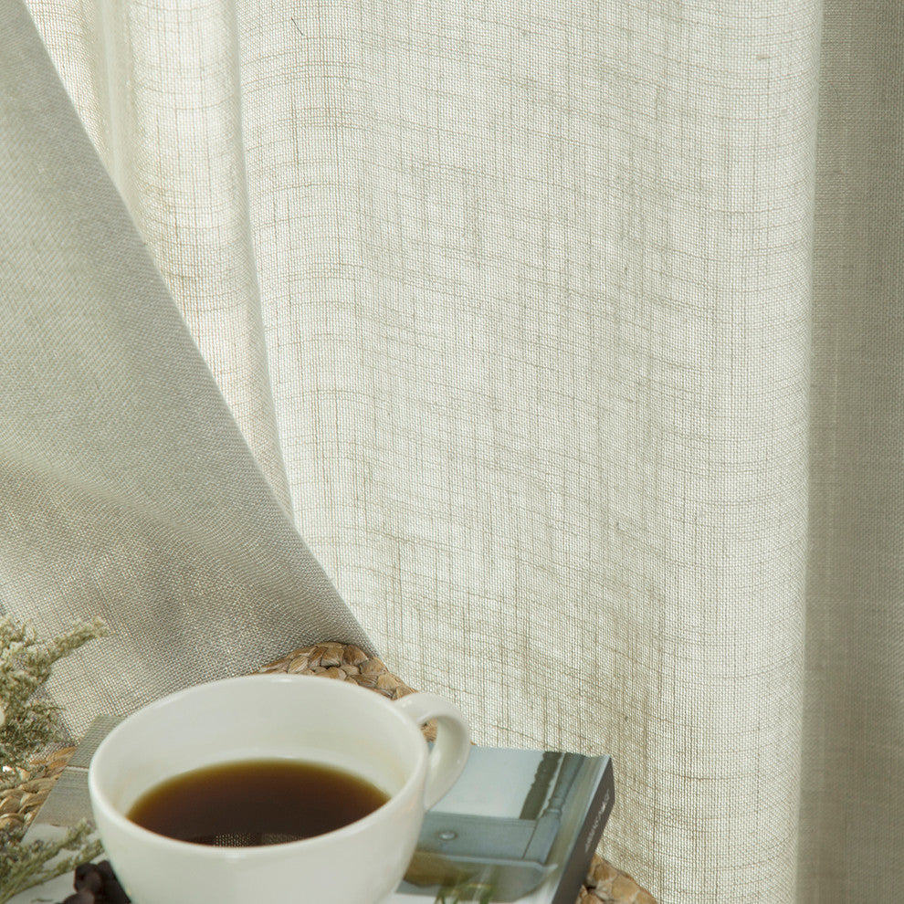 Faux Linen Blend Curtain Panel, Set of 2, Gray, 52"w X 84"l