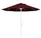 9' Matted White Collar Tilt Crank Aluminum Umbrella, Pacifica, Burgundy