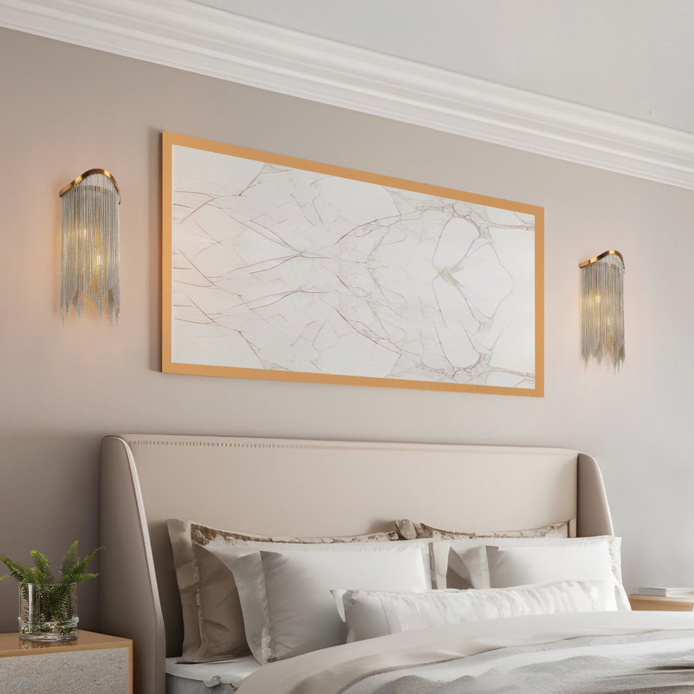 LNC Shoebill 7" Draped Chain Wall Sconces, Brass/Silver