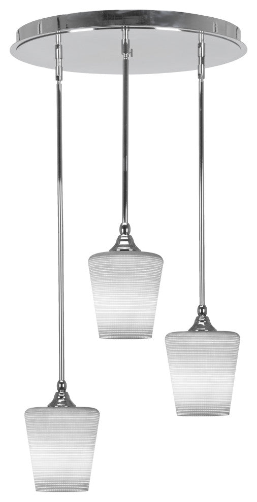 Empire 3-Light Cluster Pendalier, Chrome/White Matrix