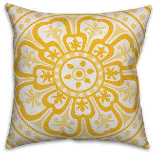 Yellow Medallion 16x16 Throw Pillow Cover