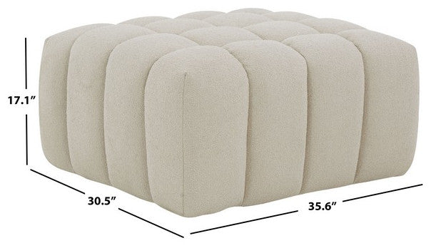 Safavieh Couture Calyna Boucle Ottoman, Light Grey