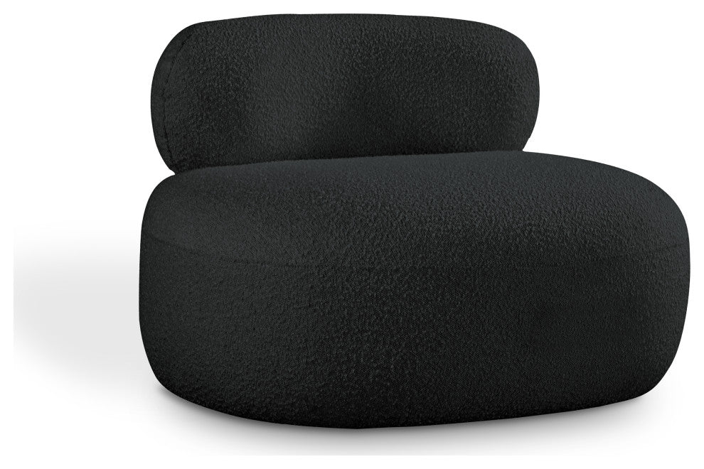 Venti Black Boucle Fabric Upholstered Set, Black, Chair