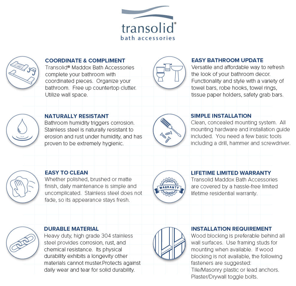 Transolid Maddox Towel Ring, Black