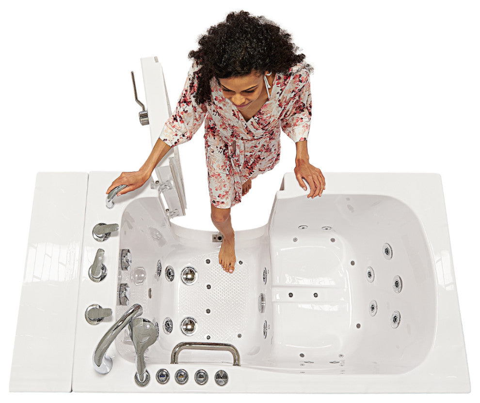 Capri 30x52 Acrylic Massage Walk-In Bathtub with Outward Swing Door, Right Drain