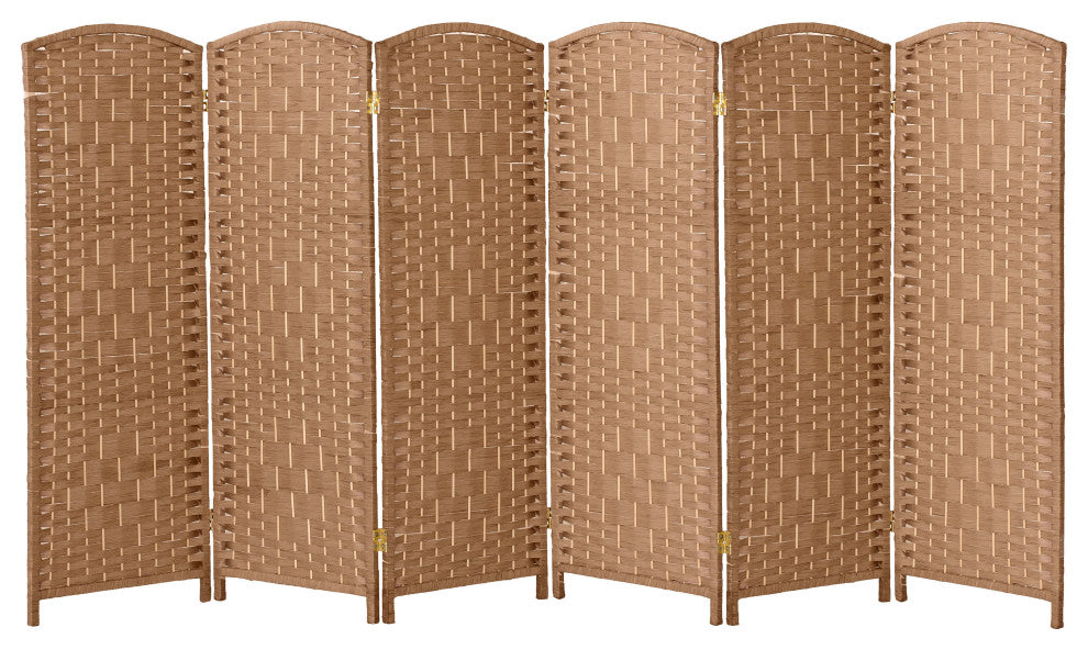 4 ft. Short Diamond Weave Fiber Room Divider Natural 6 Panel