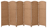 4 ft. Short Diamond Weave Fiber Room Divider Natural 6 Panel