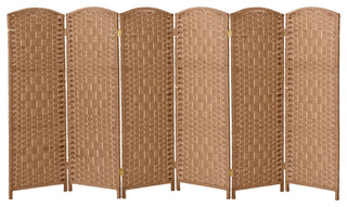 4 ft. Short Diamond Weave Fiber Room Divider Natural 6 Panel
