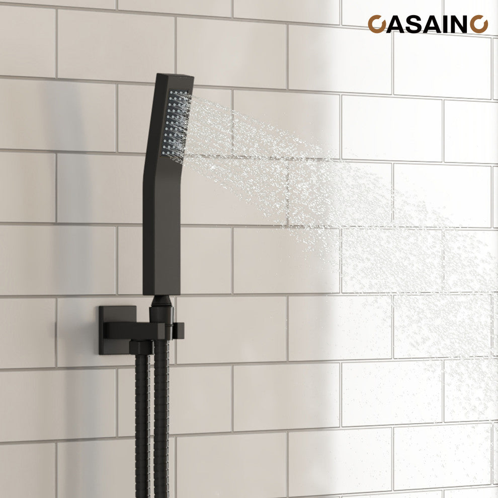 10inch Wall Mount Dual Function Showerhead Thermostatic Shower System, Matte Black