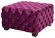 GDF Studio Provence Dark Teal Tufted Velvet Fabric Square Ottoman Bench, Fuchsia