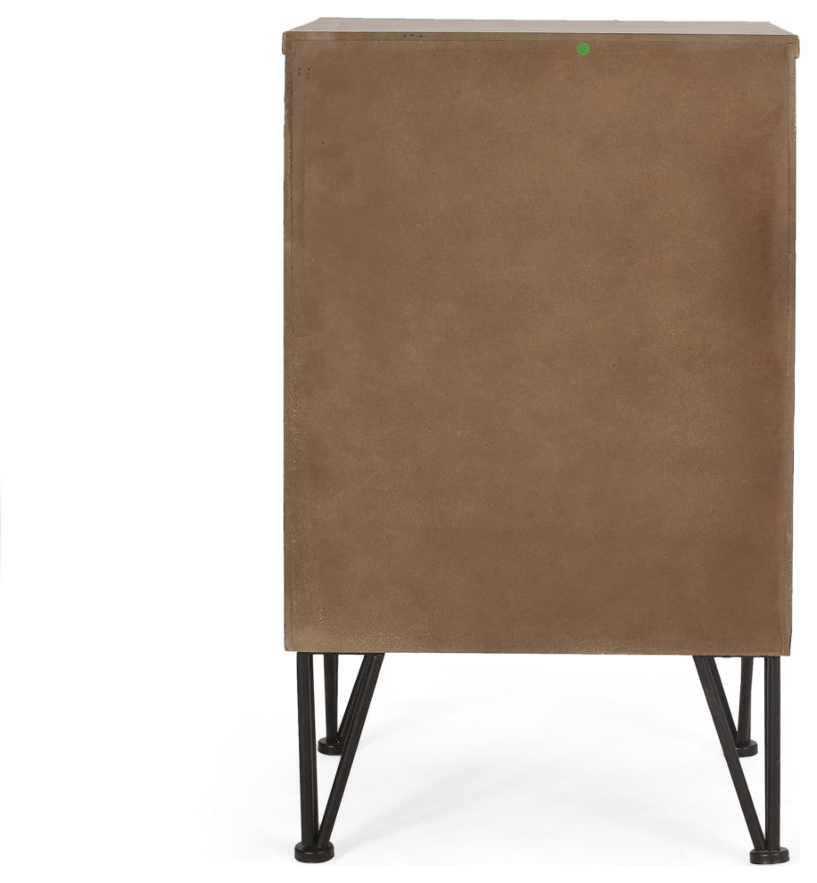 Merlack Contemporary End Table With Storage, Walnut, Natural, and Black