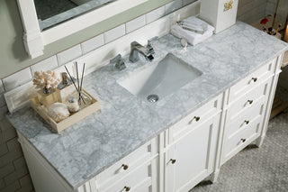 Brittany 60" Single Vanity, Bright White w/ Carrara Marble Top