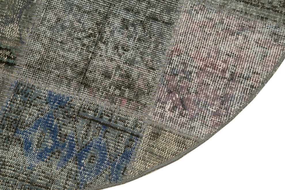Rug N Carpet - Handmade Oriental 4' 9" x 4' 9" Boho Round Patchwork Rug