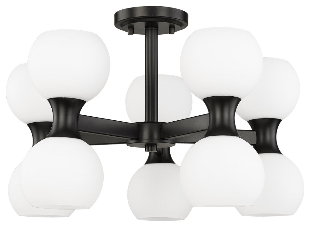 Z-LITE 10-Light Semi Flush, Matte Black