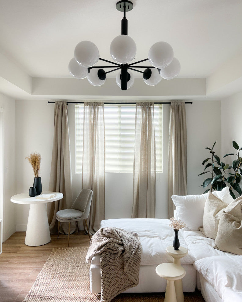 Stella 8-Light Chandelier, Old Bronze Finish, Opal Shiny Glass