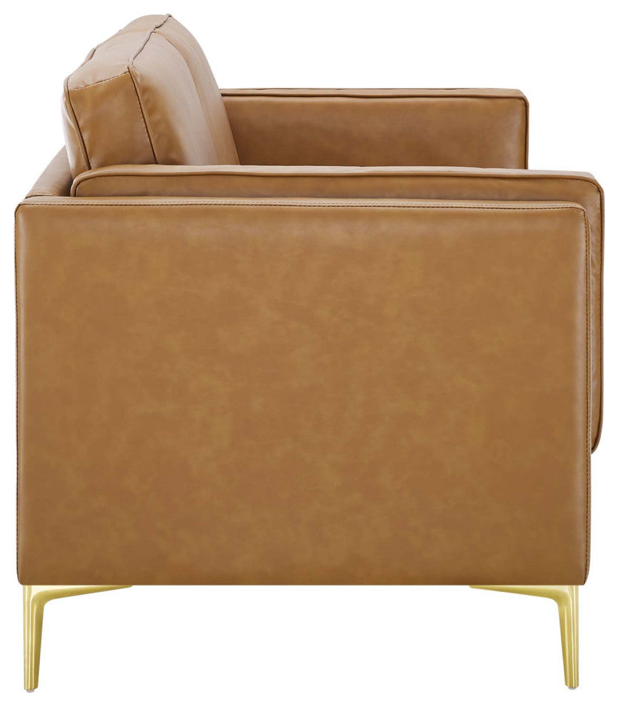 Kaiya Vegan Leather Sofa, Tan