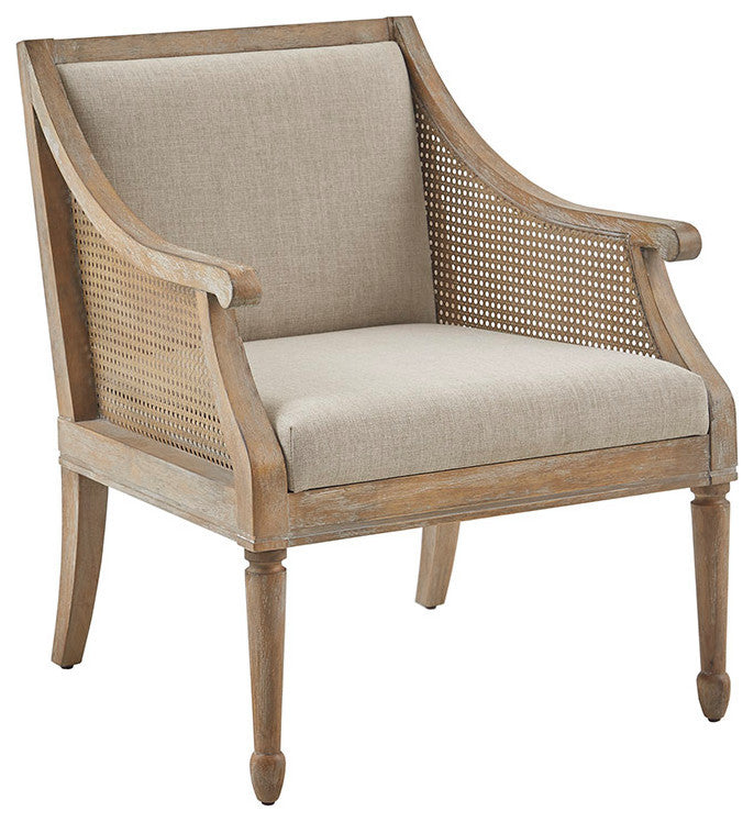 Martha Stewart Isla Reclaimed Natural Cane Inset Armchair, Natural Solid