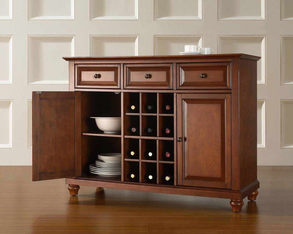 Cambridge Buffet Server / Sideboard Cabinet With Wine Storage, Classic Cherry