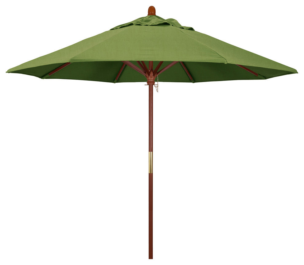 9' Square Push Lift Wood Umbrella, Sunbrella, Spectrum Cilantro