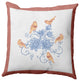 Birds And Flowers Decorative Throw Pillow, Rusty Mauve, 20"x20"