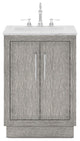 Hugo 24 Single Sink White Marble Countertop Vanity, Gray Oak With Hook Faucet