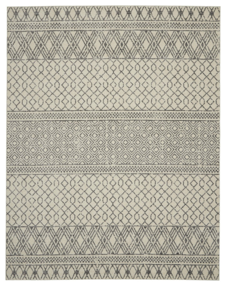 8" x 10" Ivory and Gray Geometric Area Rug
