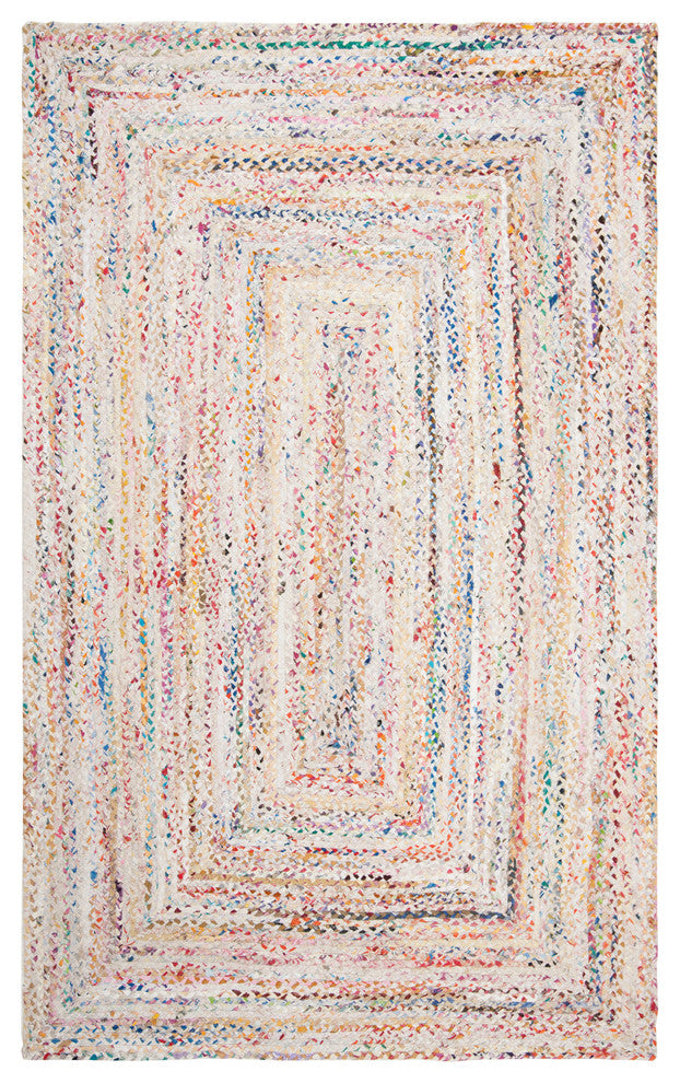 Safavieh Braided Collection BRD210 Rug, Ivory/Multi, 5'x8'