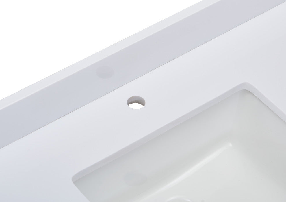 Viterbo 61" Bathroom Vanity Countertop, Milano White With White Sink