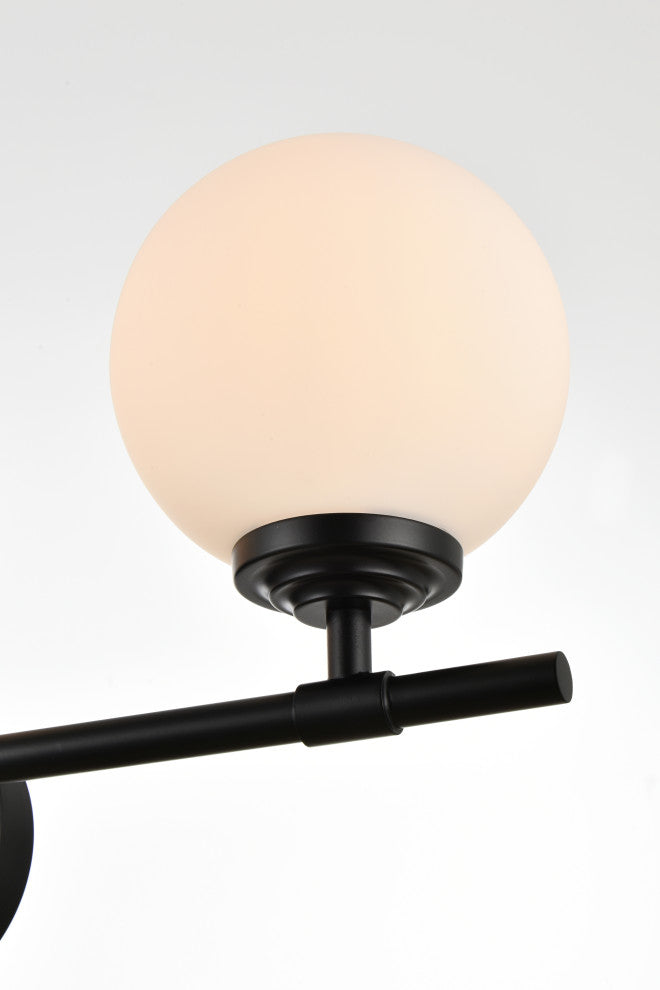 3 Light Black And Frosted White Bath Sconce