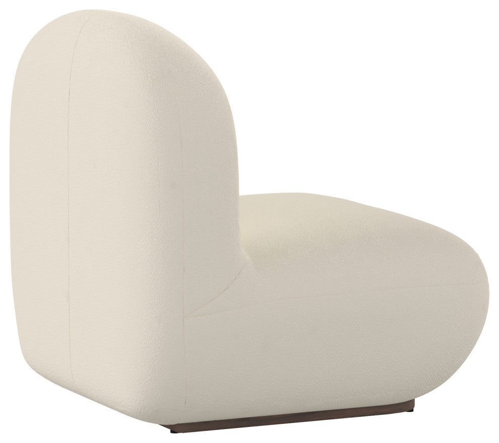 Contemporary Boucle Fabric Accent Chair, Ivory