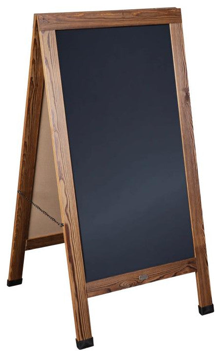 48" x 24" A-Frame Indoor/Outdoor A-Frame Magnetic Chalkboard Sign Set, Torched Brown