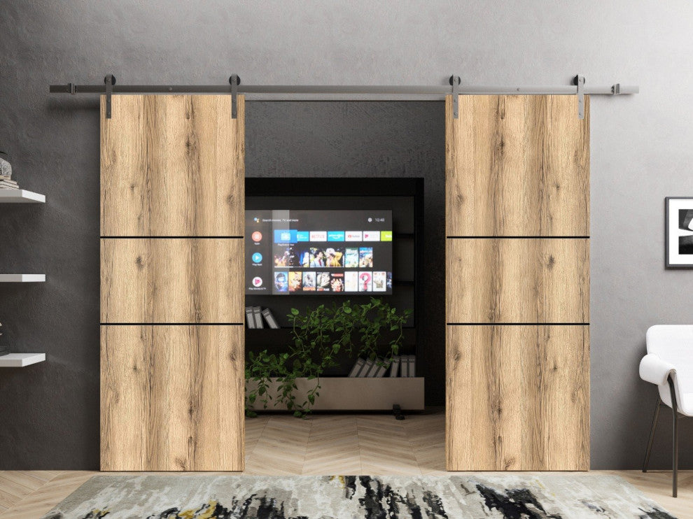 Sturdy Double Barn Door 64 x 80 with | Planum 0014 Oak with  | 13FT