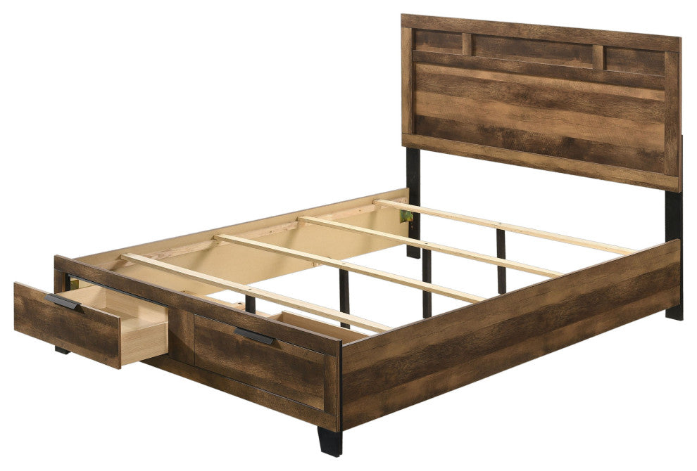 ACME Morales Storage Queen Bed, Rustic Oak Finish