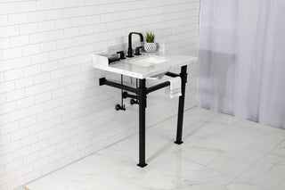 Kingston Brass LMS30MSQ0 30" Carrara Marble Console Sink, Legs