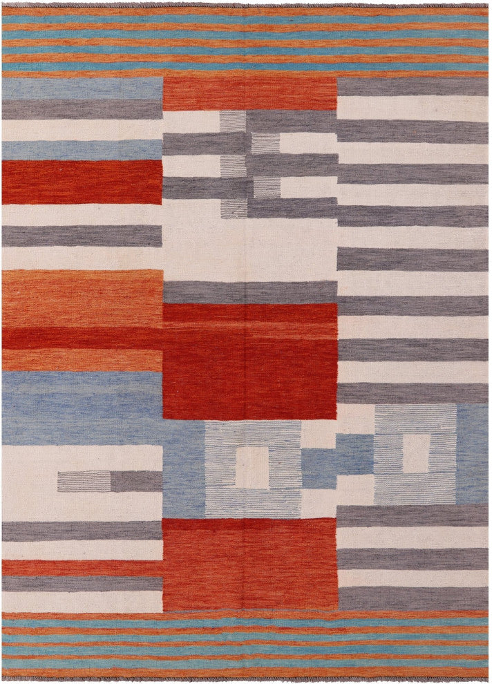 Reversible Kilim Flat Weave Wool On Wool Rug 8' 6" X 11' 2" - Q12602