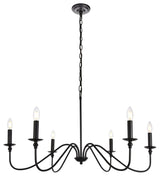 Rohan Collection Chandelier, 36" x 19", 6-Light, Matte Black Finish