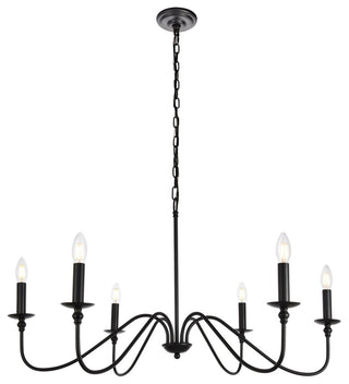 Rohan Collection Chandelier, 36" x 19", 6-Light, Matte Black Finish