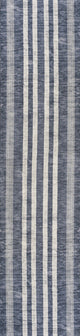 Vichy Geometric Striped Machine-Washable Area Rug, Slate Gray/Ivory, 2 X 8