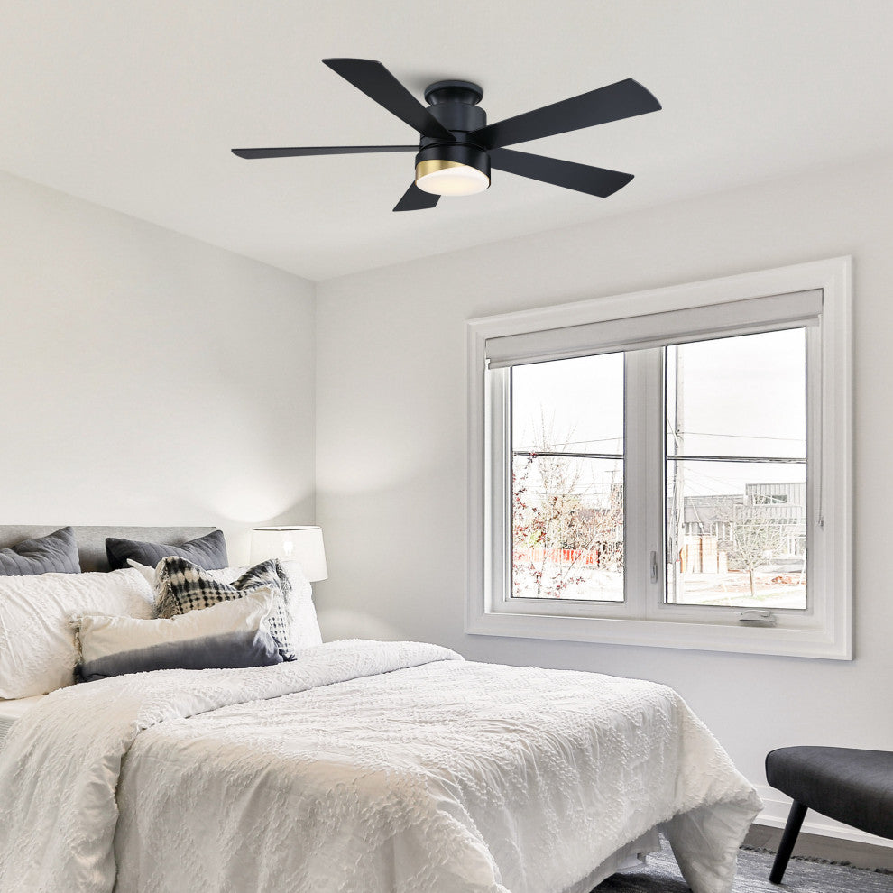 52 in LED Indoor Matte Black Smart Ceiling Fan with Light and Remote