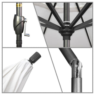 7.5' Grey Push-Button Tilt Crank Lift Aluminum Umbrella, Olefin, Frost Blue