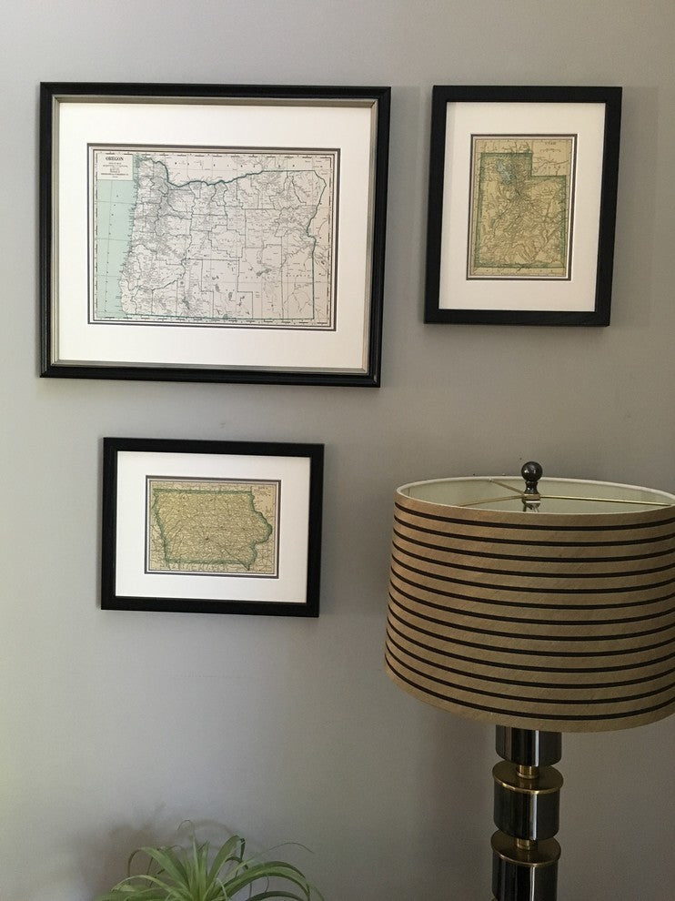 Vintage Iowa Map, Framed Original Iowa State Map- Authentic 1920s