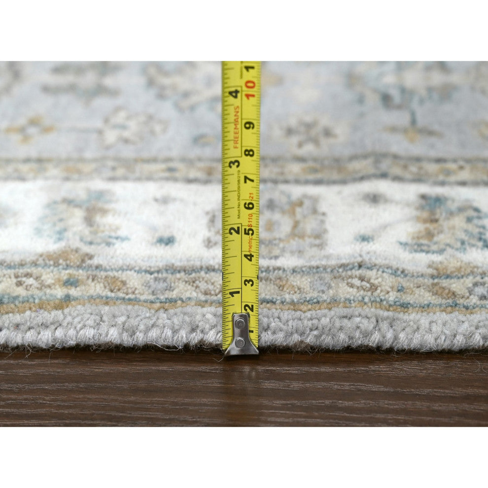 Medium Gray, Hand Knotted, Karajeh Design, Pure Wool, Oriental Rug, 3'1"x5'