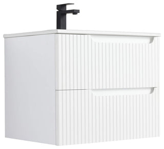 Citiscape Bath Vanity, Textured Drawer Fronts Sink Included, White, 24"